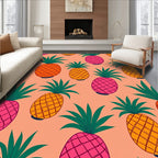 Tropical Pink Orange Pineapple Pattern Rug