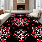 Bold Red White Floral Medallions Rug