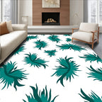 Teal Abstract Organic Bloom Rug