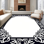 Dark Navy Floral Foliage Border Rug