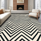 Black Cream Modern Geometric Chevron Rug