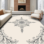 Elegant Gray Floral Medallion Scrollwork Rug