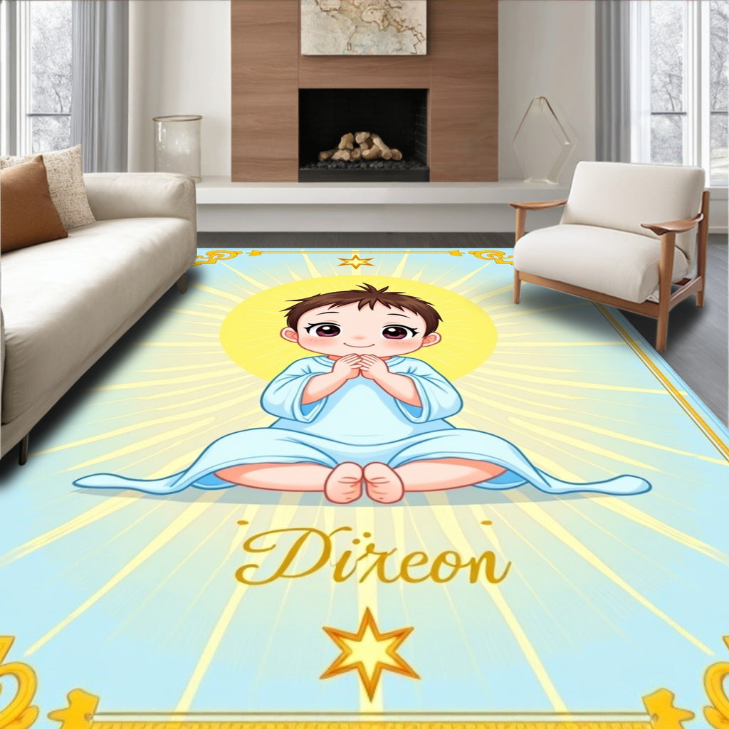 Celestial Baby Blue Starburst Aura Rug