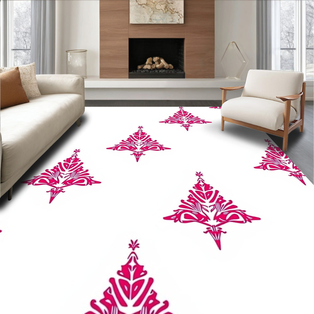 Hot Pink Ornate Tree Medallion Rug
