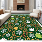 Whimsical Frogs Snowflakes Swirls Rug