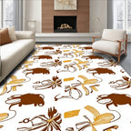 Brown and Gold Abstract Botanical Rug
