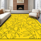 Golden Yellow Leafy Branch Arrangement Rug