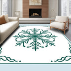 Deep Green Snowflake Corner Medallion Rug
