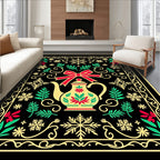 Red Bow Teapot Snowflake Garden Rug