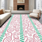 Crimson White Swirl Stripes Rug