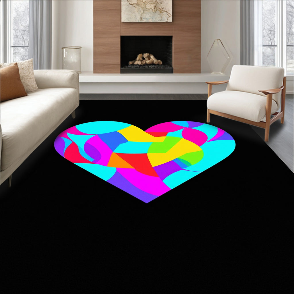 Vibrant Heart Art Shattered Glass Rug