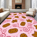 Pink Brown Whimsical Cookie Swirls Rug