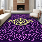 Bold Violet Yellow Abstract Knot Rug