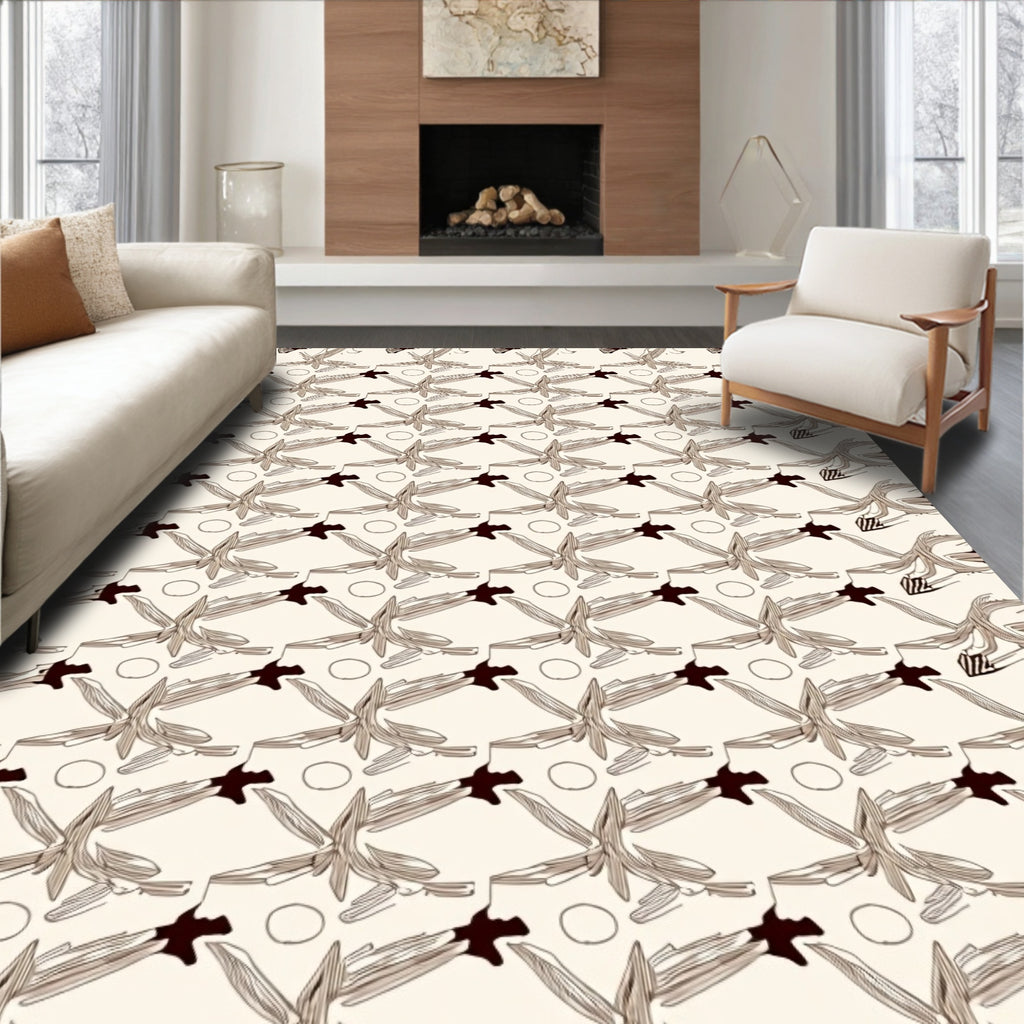 Tropical Banana Leaf Neutral Repeating Rug