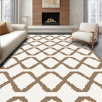 Brown and White Geometric Diamond Rug