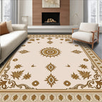Antique Gold Floral Medallion Cream Rug