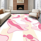 Playful Pink Abstract Organic Shapes Rug