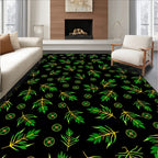 Tropical Green Leaf Medallion Rug