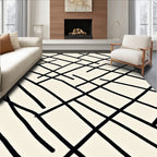 Abstract Black Linear Intersecting Rug