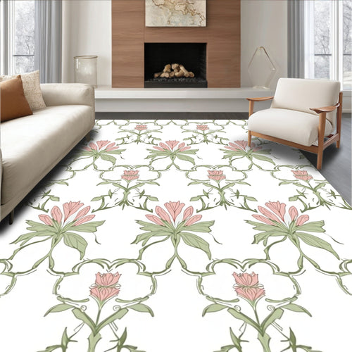 Art Nouveau Pink Floral Trellis Rug