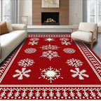 Crimson White Snowflake Collection Rug