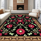Radient Crimson Bloom Garden Tapestry Rug