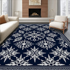 Navy White Starburst Medallion Rug