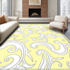 Yellow White Scrollwork Vine Harmony Rug