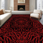 Bold Red Radial Tribal Abstraction Rug