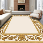 Golden Baroque Floral Scroll Frame Rug