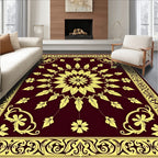 Crimson Yellow Floral Medallion Rug