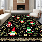 Festive Gnomes Green Red Snowflake Collection Rug