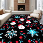 Happy Snowman Red Berry Snowflake Rug