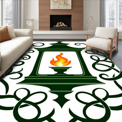 Art Nouveau Green Lantern Flame Rug