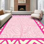 Pink Cream Swirl Frame Rug