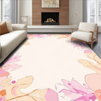 Blush Pink Floral Watercolor Border Rug