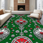 Red Silver Festive Ornament Collection Rug