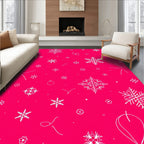 Vibrant Pink Snowflake Holiday Scatter Rug
