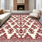 Crimson Acanthus Medallion Border Rug