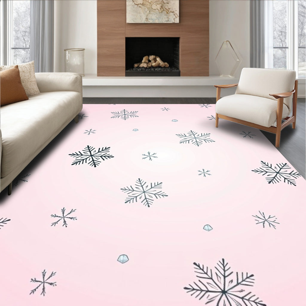Pastel Pink Snowflake Cascade Rug
