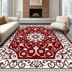 Rich Red Floral Medallion Art Rug