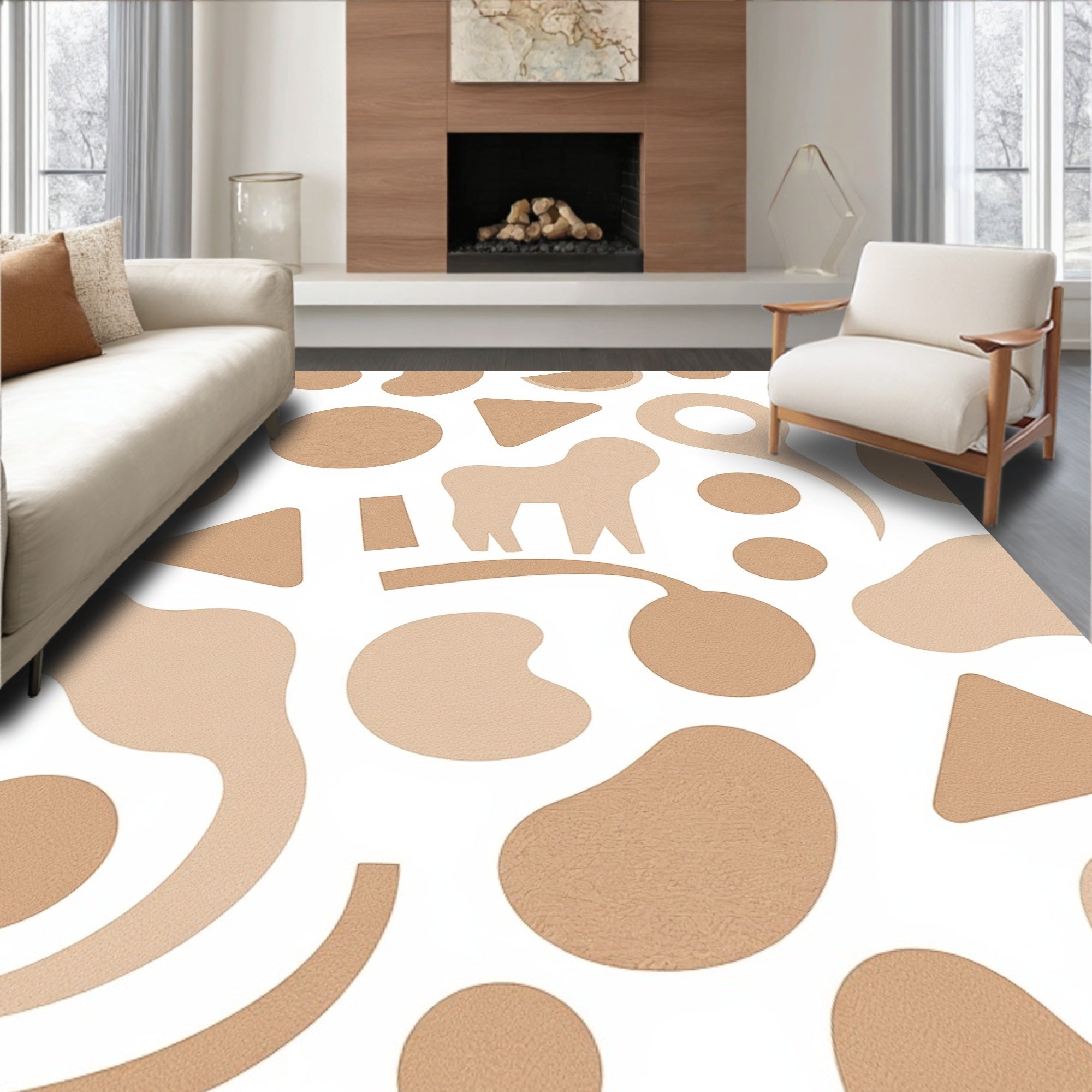 Neutral Abstract Organic Shapes Rug