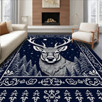 Midnight Deer Forest Night Sky Rug