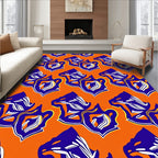 Bold Blue White Orange Kente Abstract Rug