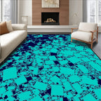 Deep Teal Scattered Squares Rug