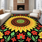 Yellow Floral Sun Mandala Rug