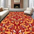 Crimson Gold Floral Swirl Rug