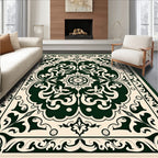 Emerald Cream Vintage Floral Rococo Rug