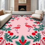 Pink Flamingo Evergreen Berry Garland Rug