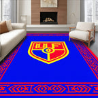 Bold Red Blue Shield Emblem Rug